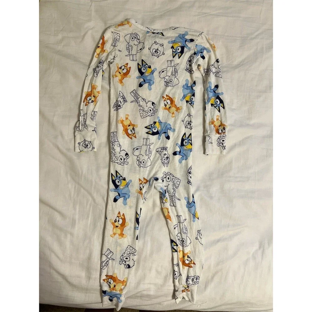 Bluey Toddler One-Piece Full-Zip Pajama Sleeper 2T White Bluey & Bingo